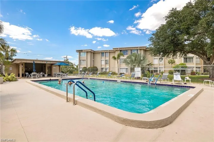 Big heated pool for lounging in the sun