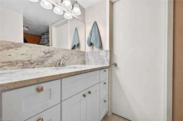 ALL NEW - Soft close cabinetry, granite top & backsplash, mirror & lights