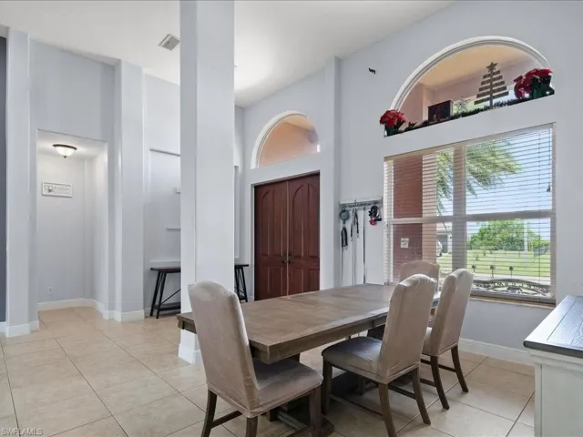 View of tiled dining area