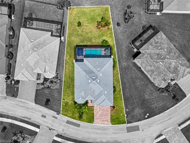 Aerial view of property's location with property boundaries highlighted