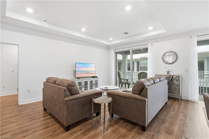 View of living space from kitchen.