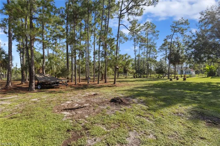Enormous chain link fenced 1 acre yard space located on a dead end road with tons of mature trees and second gate access with driveway culvert