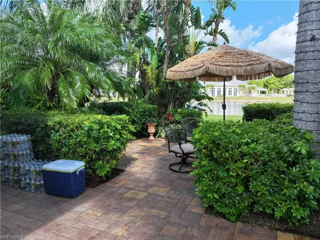 View of patio featuring a water view