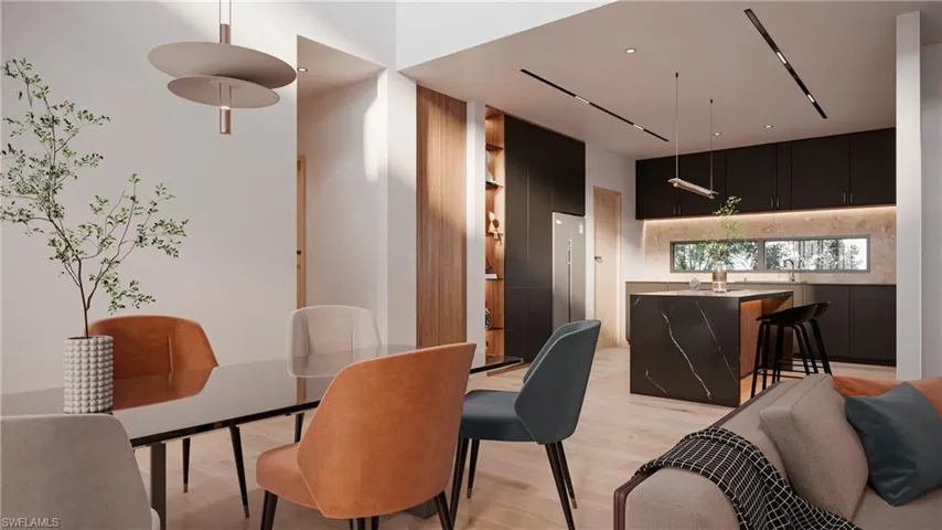 Dining room featuring light wood-style floors