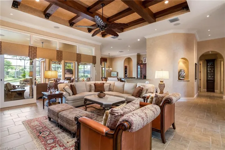 Hallway to bedrooms at right off great room. Elegant yet informal living.