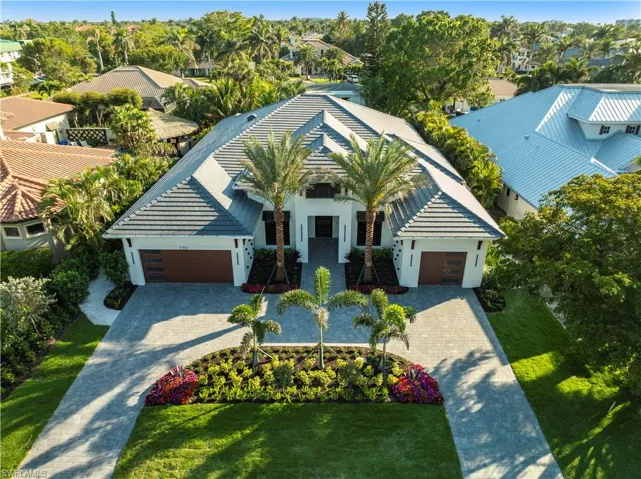 Aerial View Circular Paver Driveway