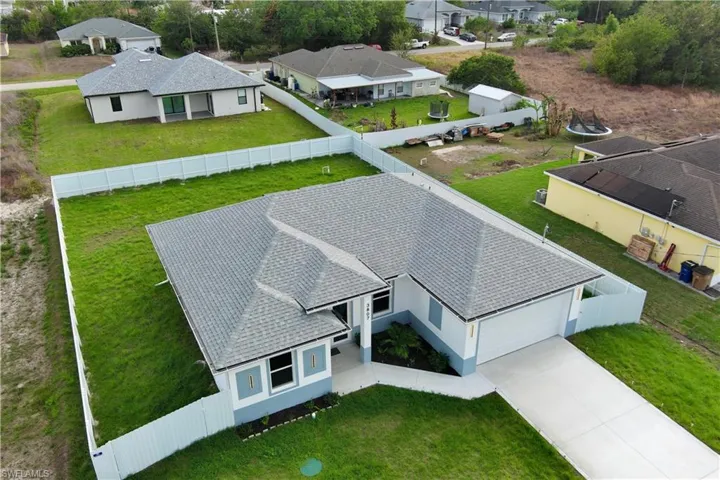 Aerial perspective of suburban area