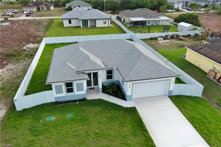 Aerial perspective of suburban area