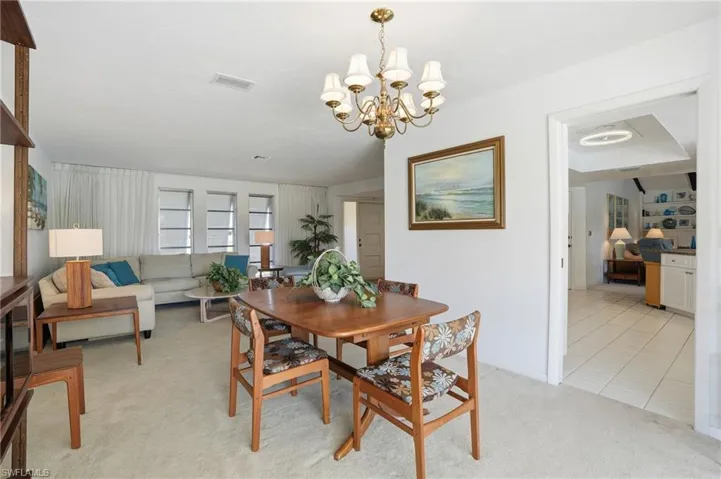The dining area flows nicely into the kitchen for easily serving friends, family and guests.