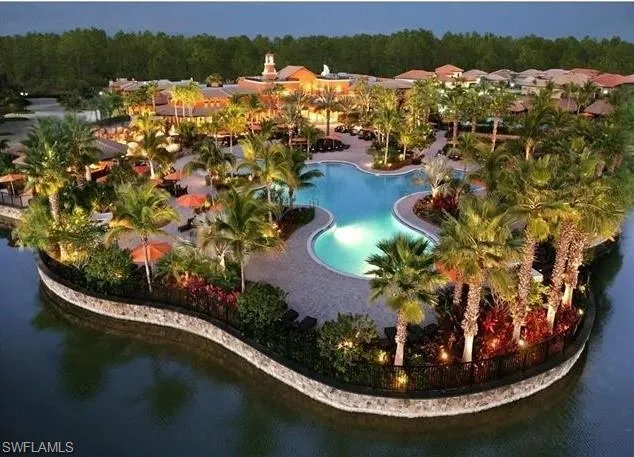 Aerial view of a pool area