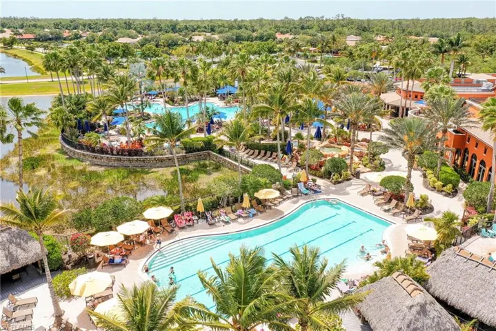 Aerial view of a pool