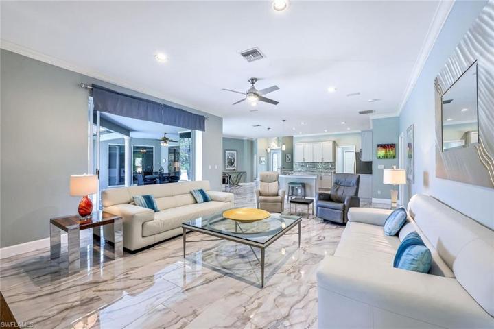 Family Room overlooks the pool area