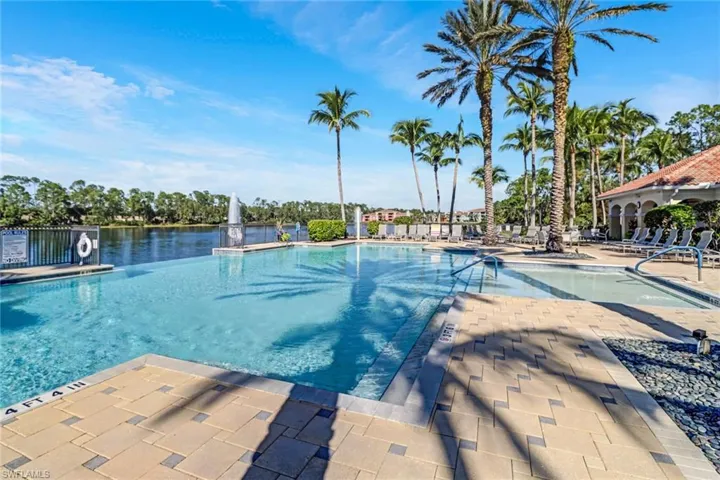 Lots of realxing patio space with a lovely view of the lake and fountains