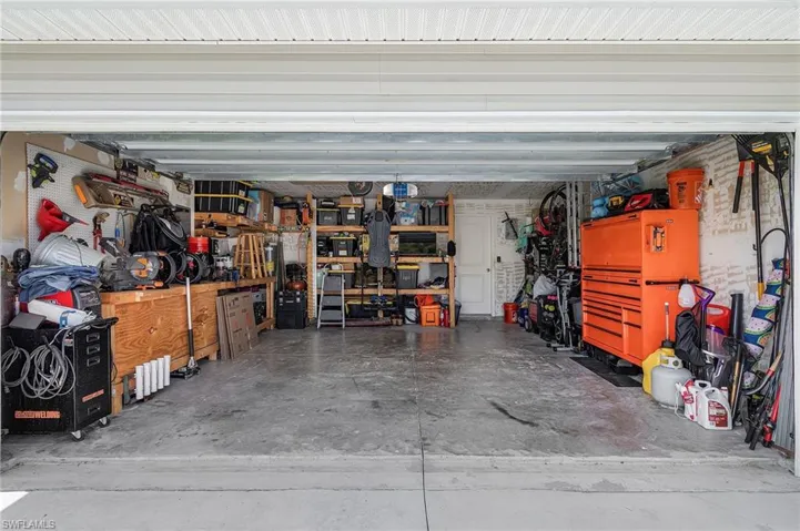 Garage with a workshop area