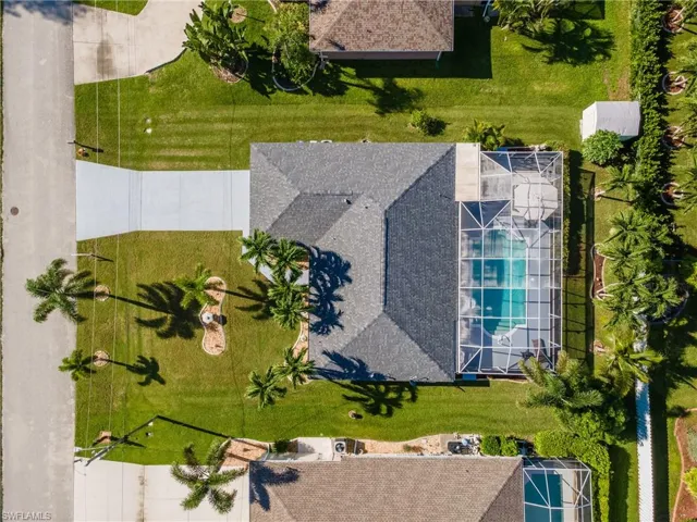 Drone / aerial view of a pool area