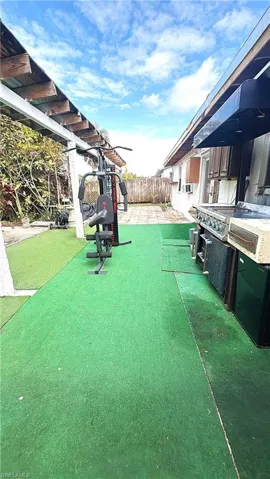Backyard with outdoor kitchen
