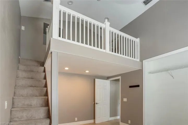 Stairs to a platform play or sleep area.