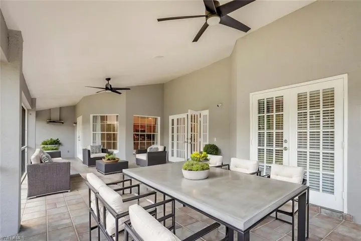 View of patio with an outdoor living space and french doors