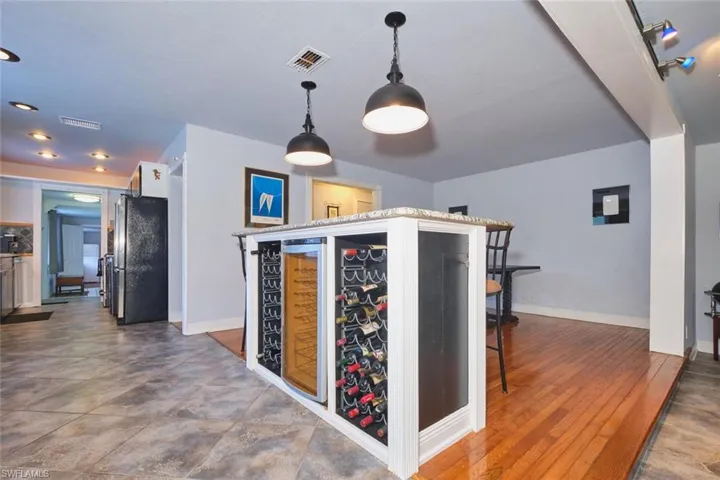 Wine bar in the center island