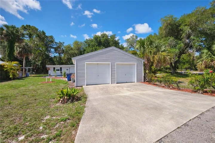 View of detached garage