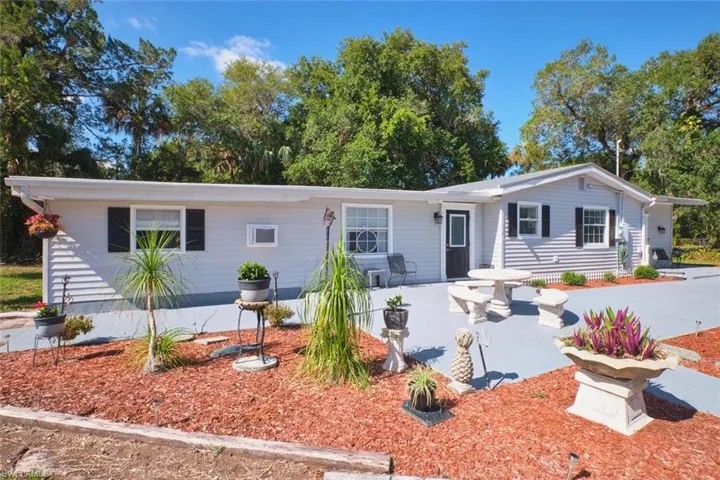 View of front of home with a patio area