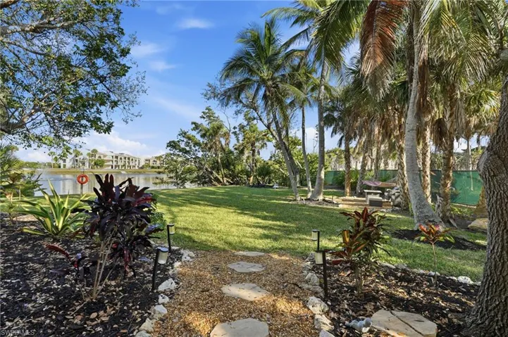 View of green lawn featuring a water view - Virtually Edited Image