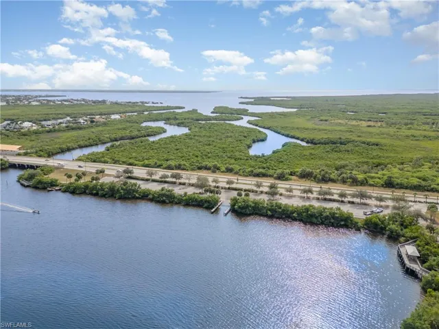 Aerial view of a large body of water