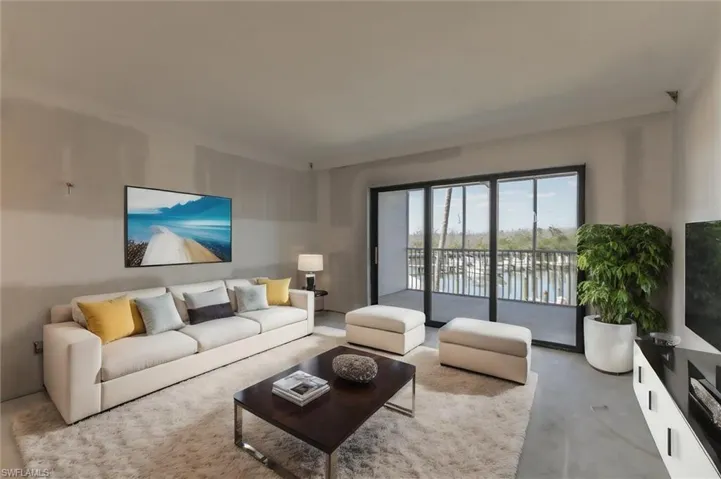 Living room featuring concrete floors