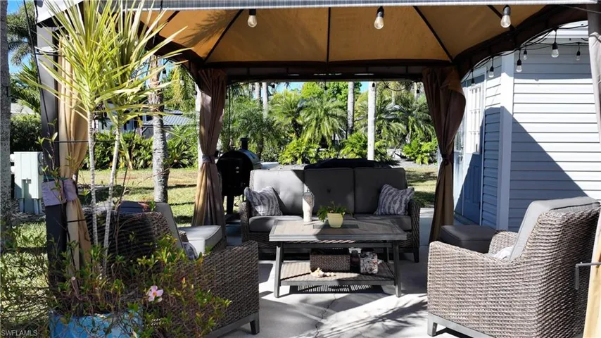 View of patio / terrace featuring outdoor furniture and a gazebo