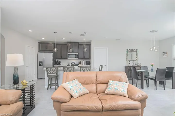 View of tiled living room