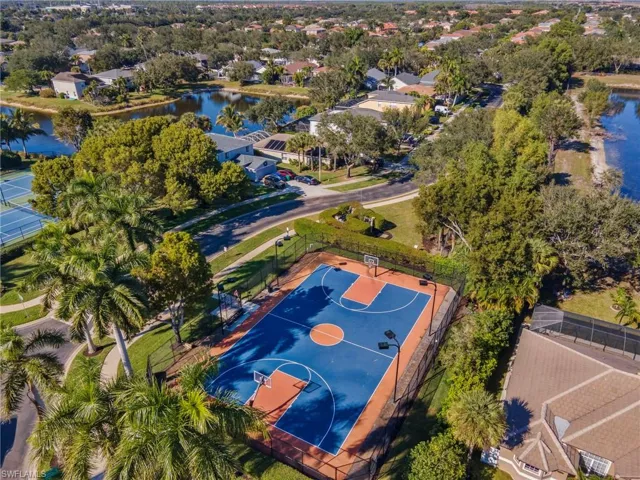 Aerial overview of property's location with a large body of water