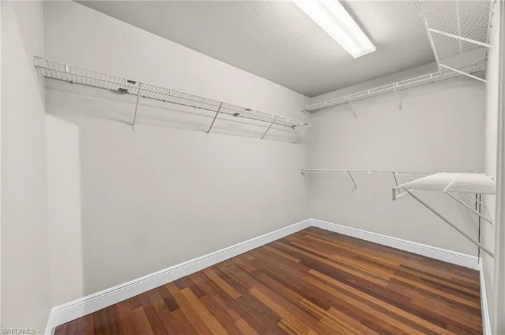Spacious closet featuring dark wood finished floors