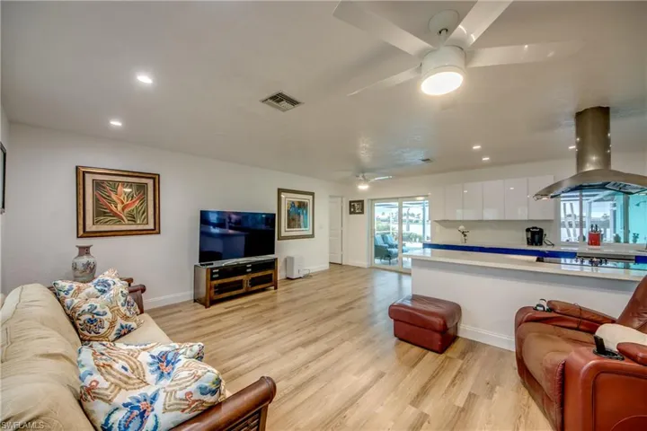 Living room open to the kitchen