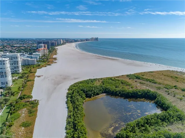 Drone / aerial view of unending shoreline
