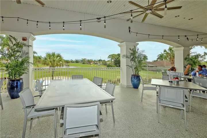 Outdoor dining over looking the golf course