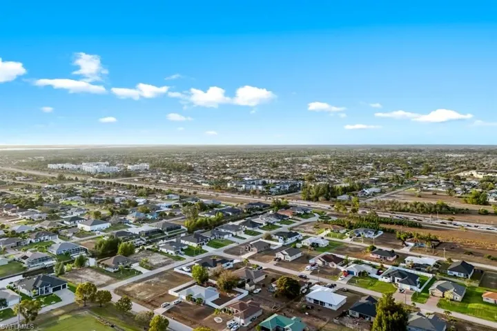 Aerial perspective of suburban area