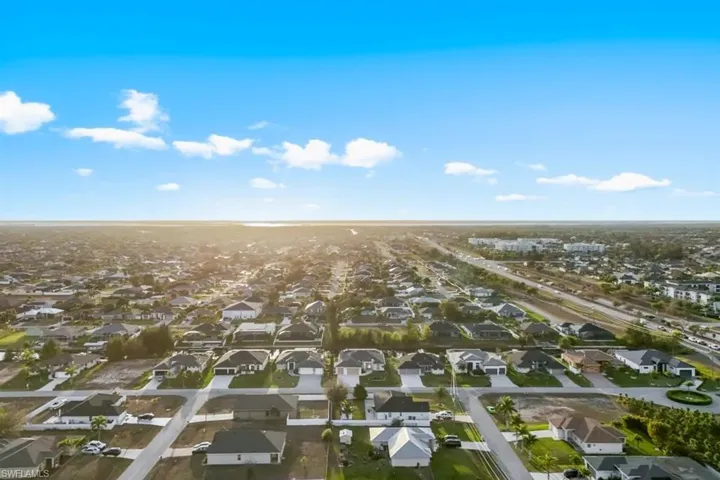 Aerial perspective of suburban area