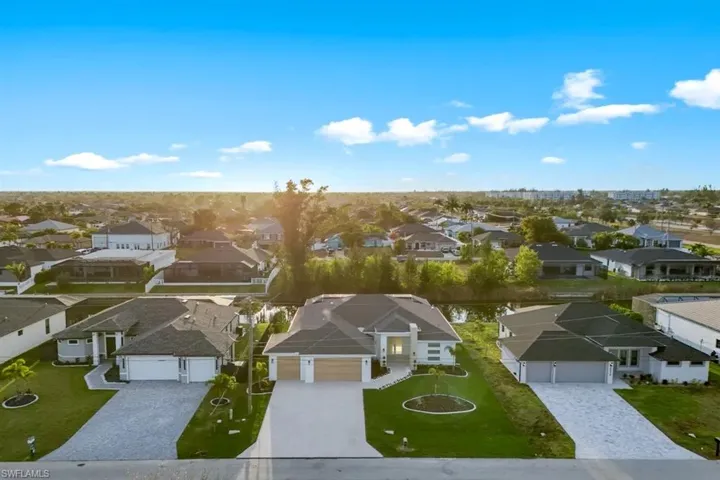 Aerial perspective of suburban area