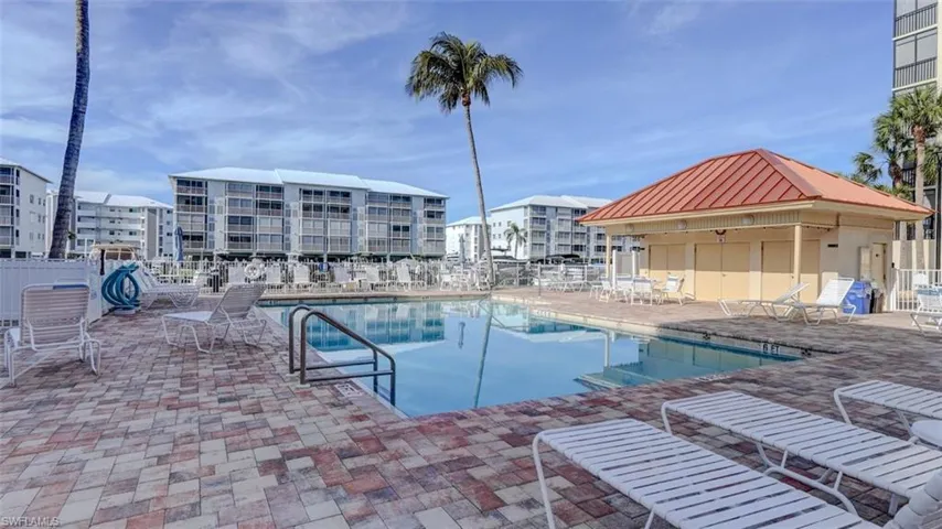 Community pool featuring a patio area
