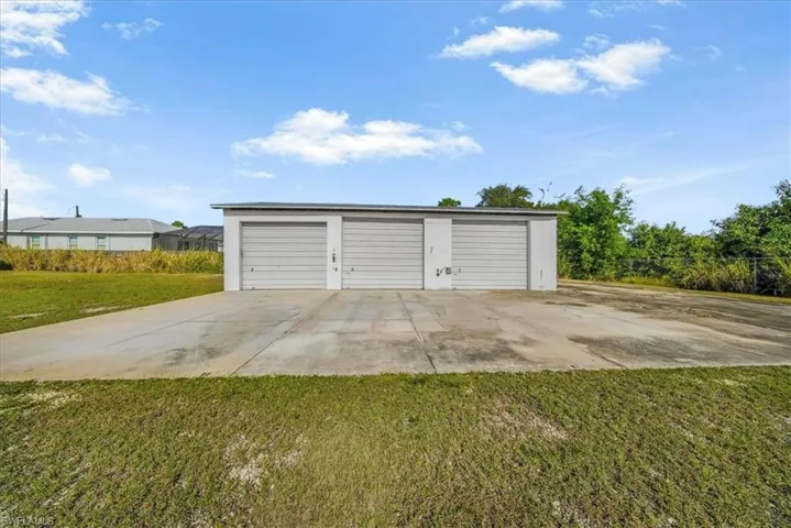 View of detached garage