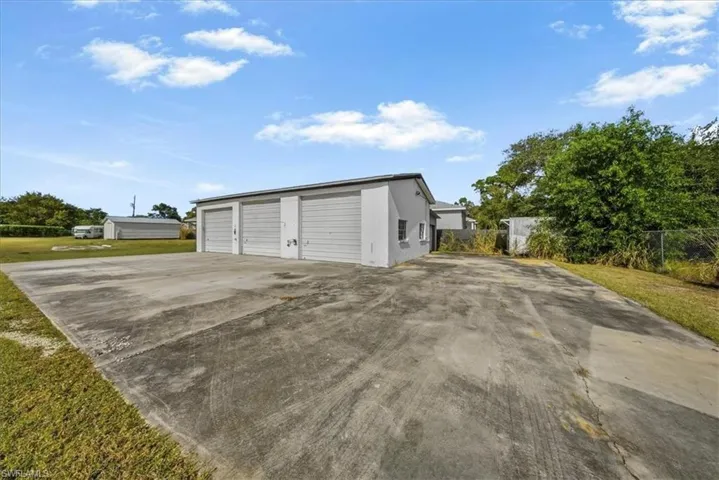 View of detached garage