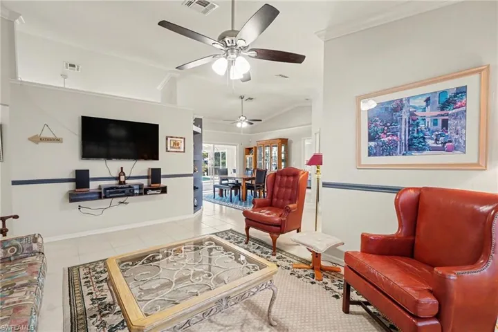 Crown molding, tons of natural light throughout