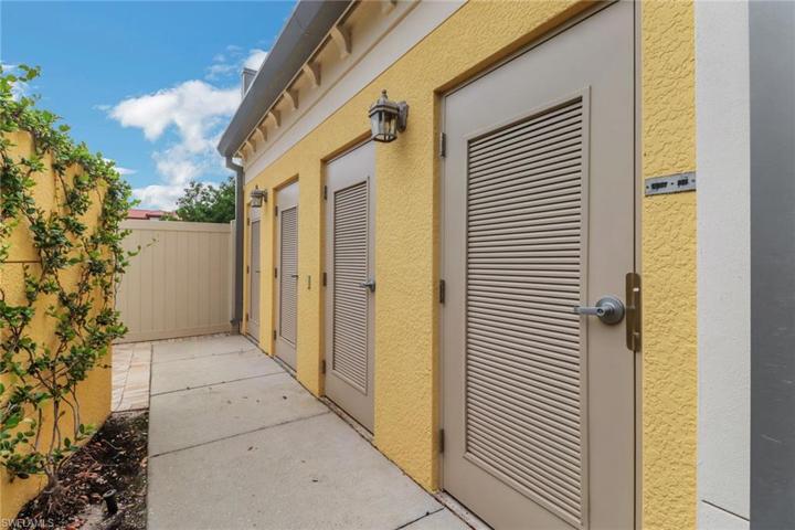 Private storage units for bikes, beach equipment, etc.