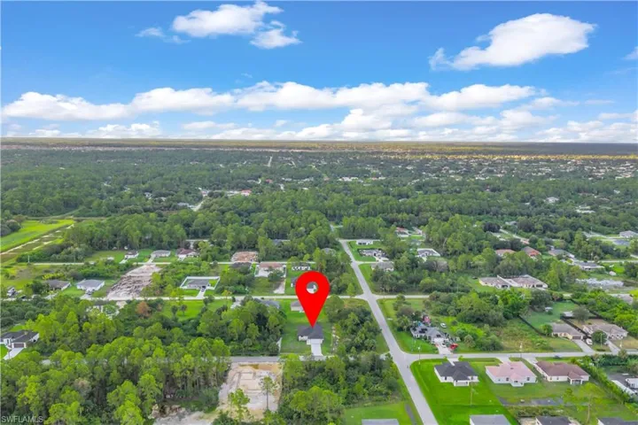 Aerial perspective of suburban area