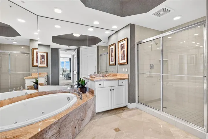 Primary Bathroom with Jetted Tub and Separate Shower