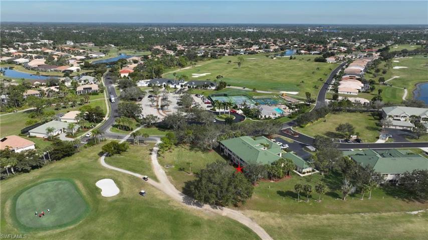 Never worry about a golf ball in this unit! Community Center, amenities and The Club at Westminster are pictured just above the building and steps away from home!