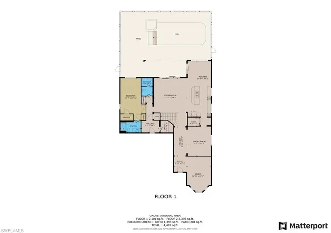 First floor & 3-car garage