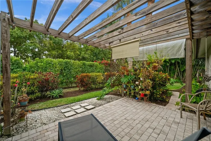 View of patio with a pergola
