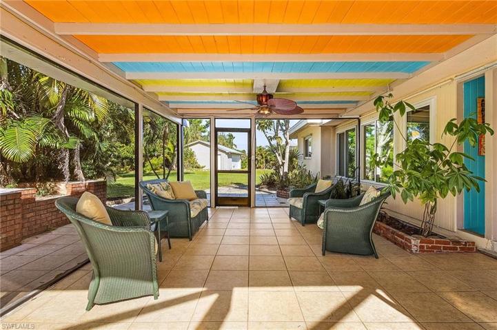 Pool area entertaining space with built in fire pit