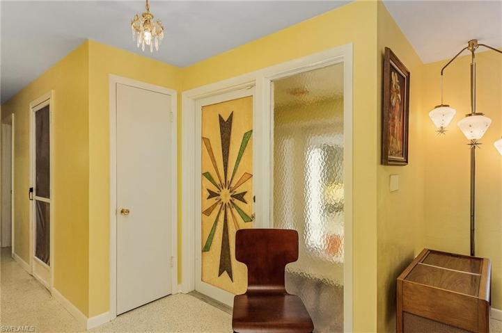 Front entry door into living room